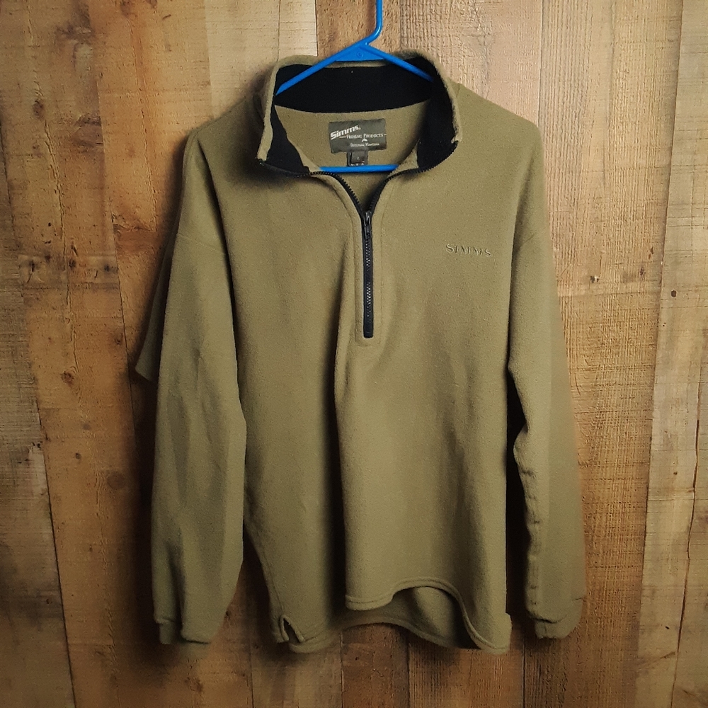 Simms 1/4 zip fleece pullover sweater jacket Made in USA Tan Men’s Large Fishing